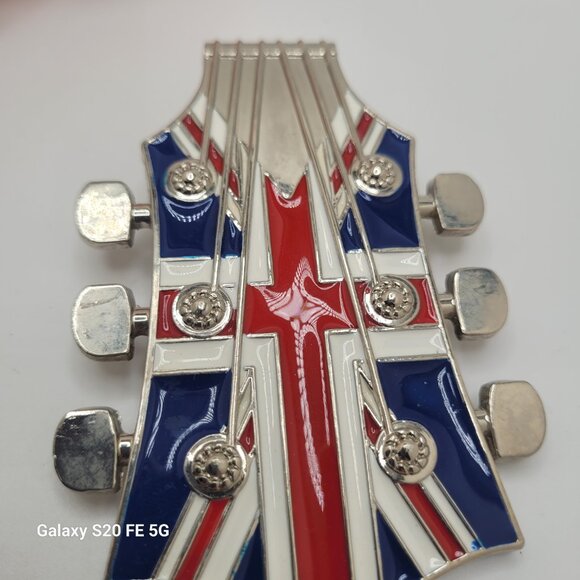 British Belt Buckle Metal Zinc Alloy Vintage Guitar Head - Picture 2 of 7